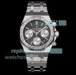 Swiss 1:1 Copy Lady Audemars Piguet Royal Oak Grey Dial Diamond Stainless Steel Watch 